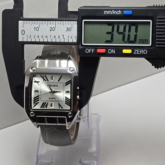 Womens Gruen Watch Silver Tone Rectangle Gray Hinged Open Cuff Band New Battery - Picture 4 of 10